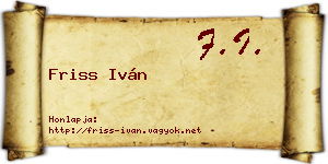 Friss Iván névjegykártya