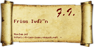 Friss Iván névjegykártya
